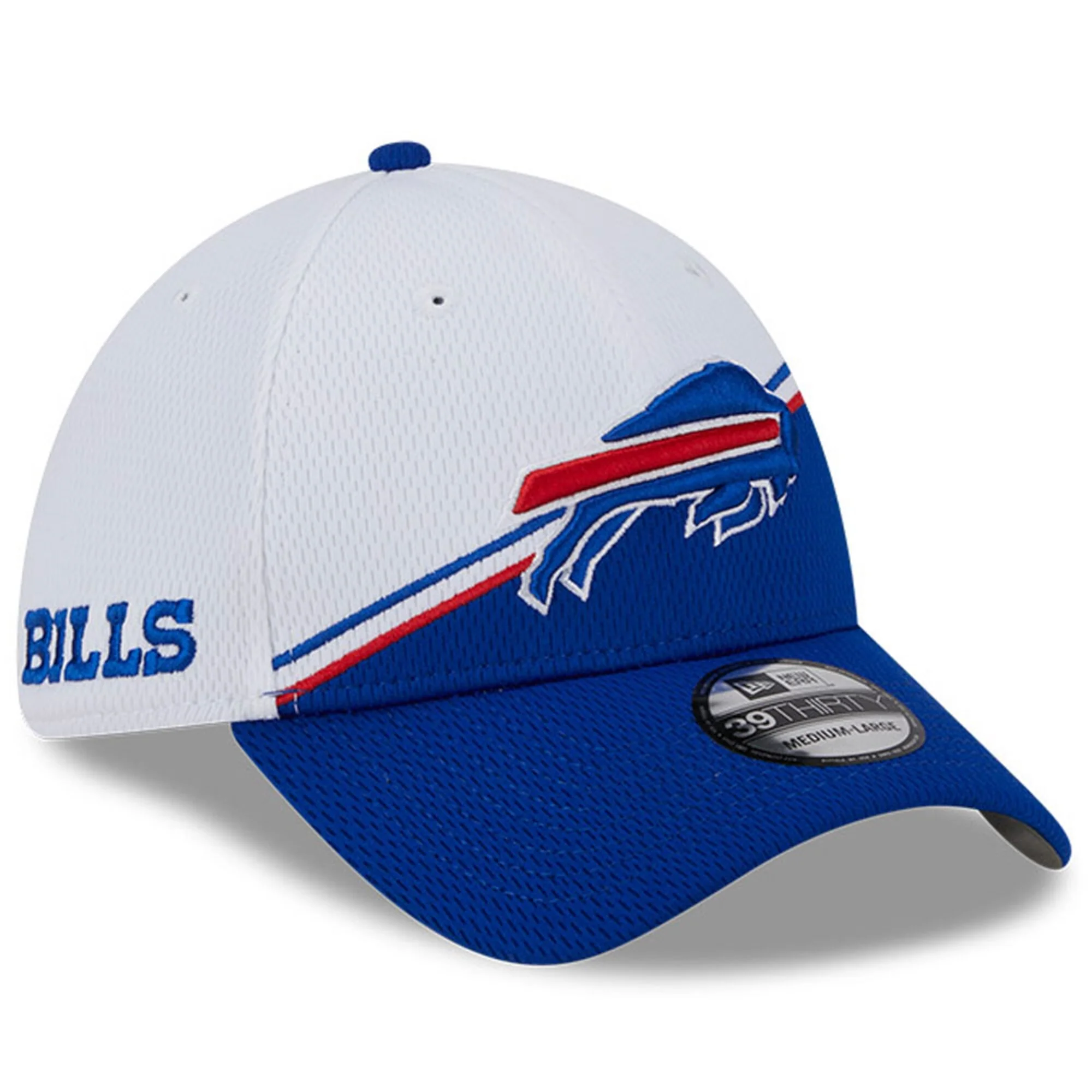 Men's Buffalo Bills New Era White/Royal 2023 Sideline 39THIRTY Flex Hat