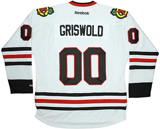 Men's Clark Griswold Christmas Vacation Chicago Blackhawks White Reebok Authentic EDGE 2 Jersey