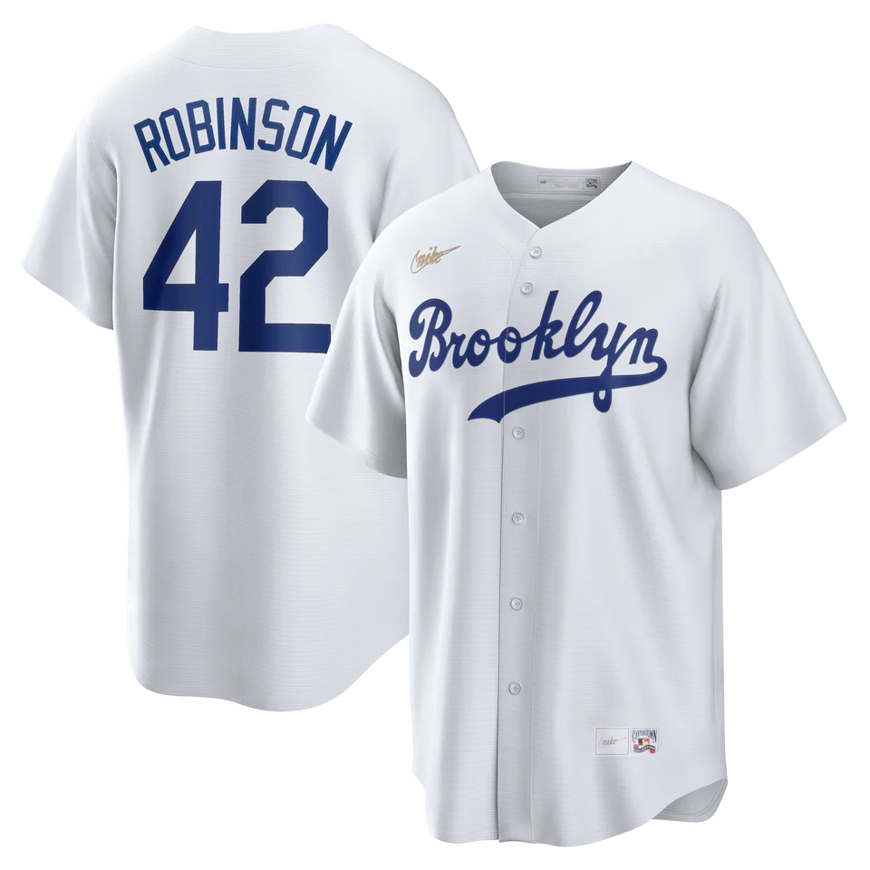 Men's Nike Jackie Robinson White Brooklyn Dodgers Home Cooperstown Collection Player Jersey