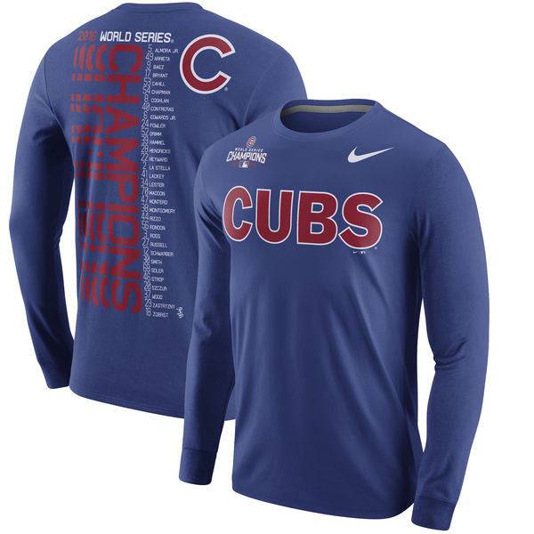 Chicago Cubs Nike 2016 World Series Champions Celebration Roster Long Sleeve T-Shirt - Royal