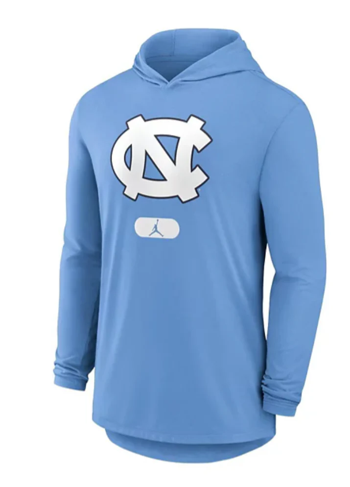 Men's North Carolina Tar Heels Jumpman Valor Blue Nike Long Sleeve Hooded Tee