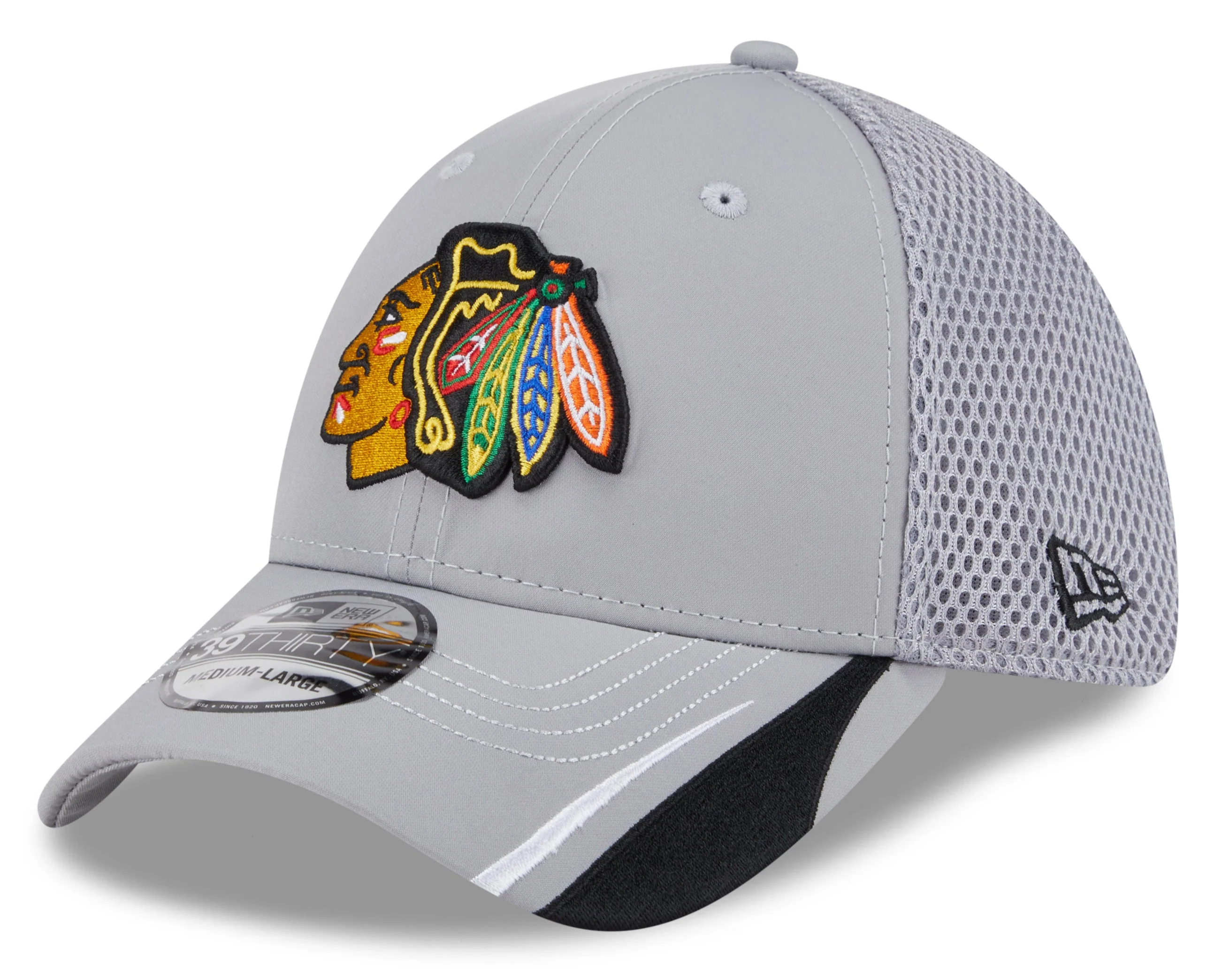 Chicago Blackhawks New Era Gray Linear Neo 39THIRTY Flex Hat