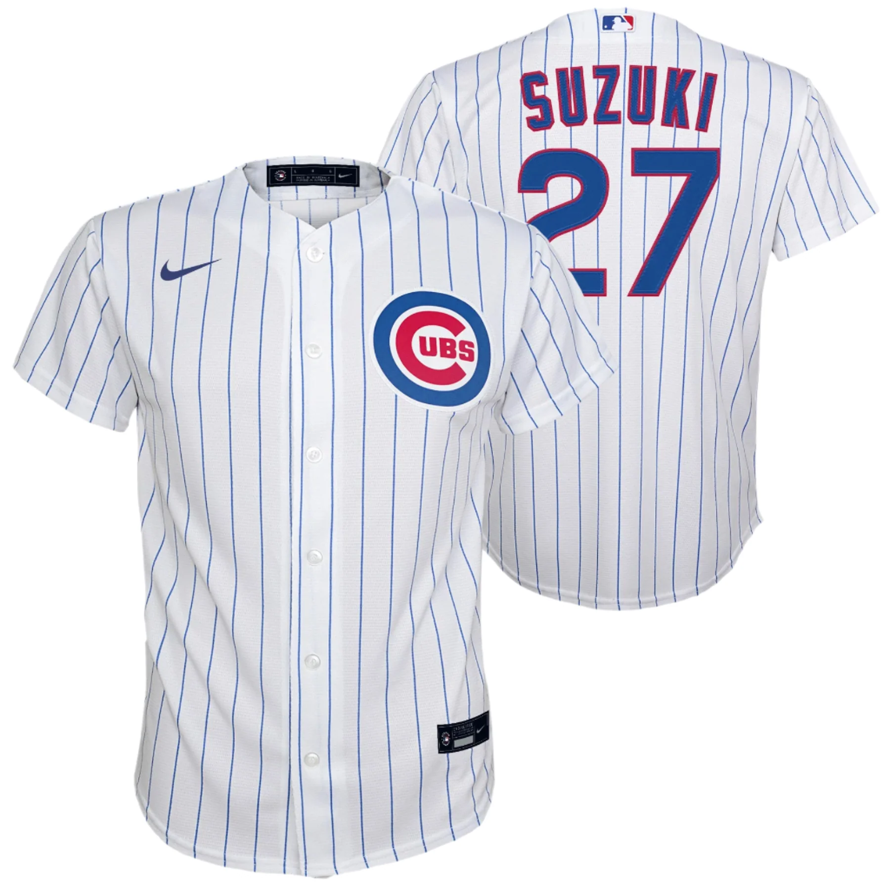 NIKE Youth Seiya Suzuki Chicago Cubs White Home Game Replica Jersey