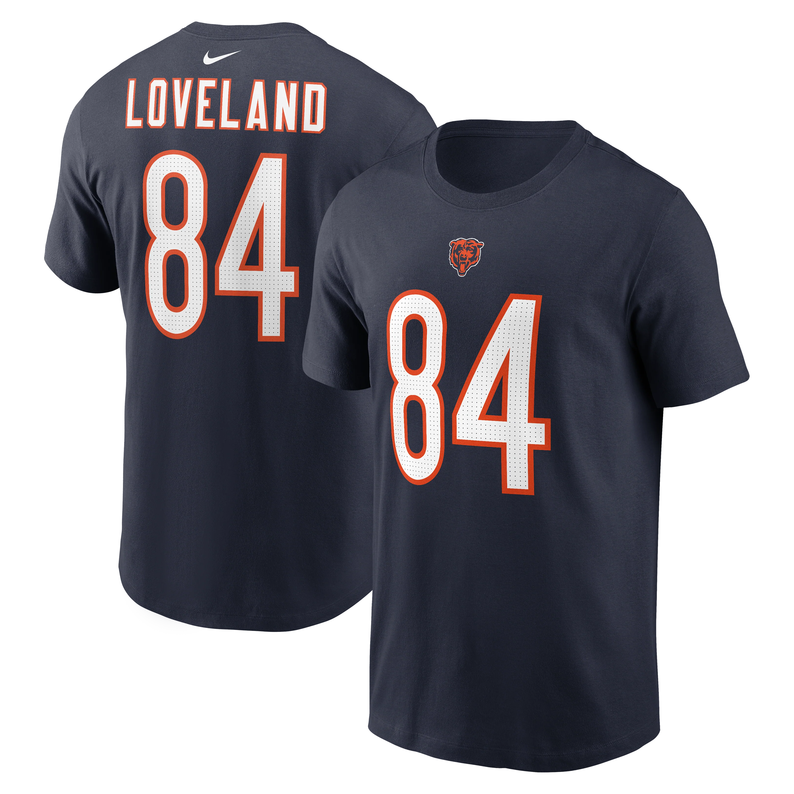 Men's Nike Colston Loveland Navy Chicago Bears Name & Number T-Shirt