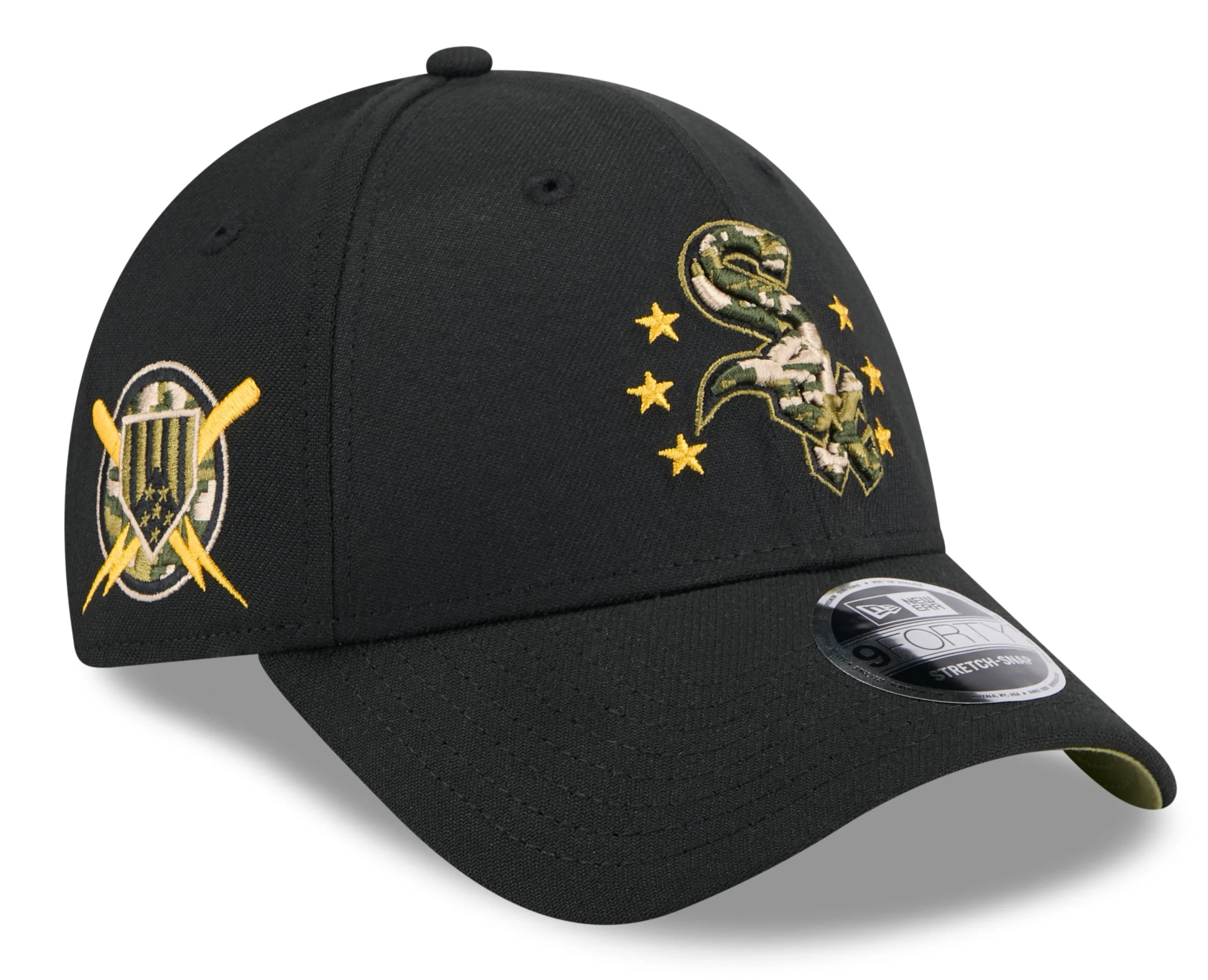 Chicago White Sox New Era 2024 MLB Armed Forces Day Black 9FORTY Adjustable Hat