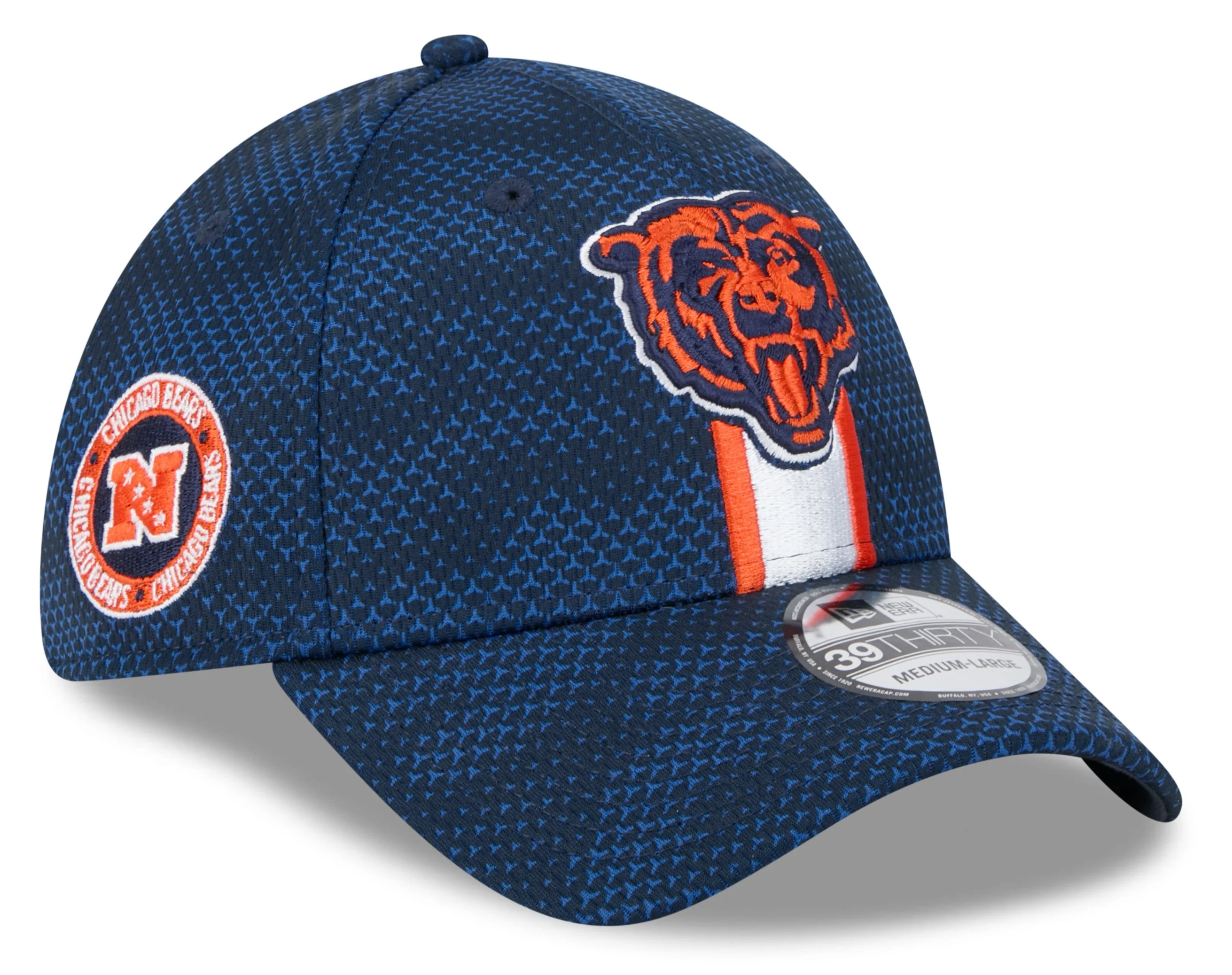 Men's Chicago Bears New Era 2024 Sideline Navy Primary Logo 39THIRTY Flex Hat
