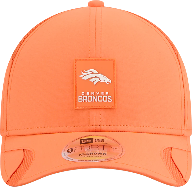 Men's Denver Broncos New Era Orange 2025 NFL Sideline Heat 9FORTY M-Crown Adjustable Hat
