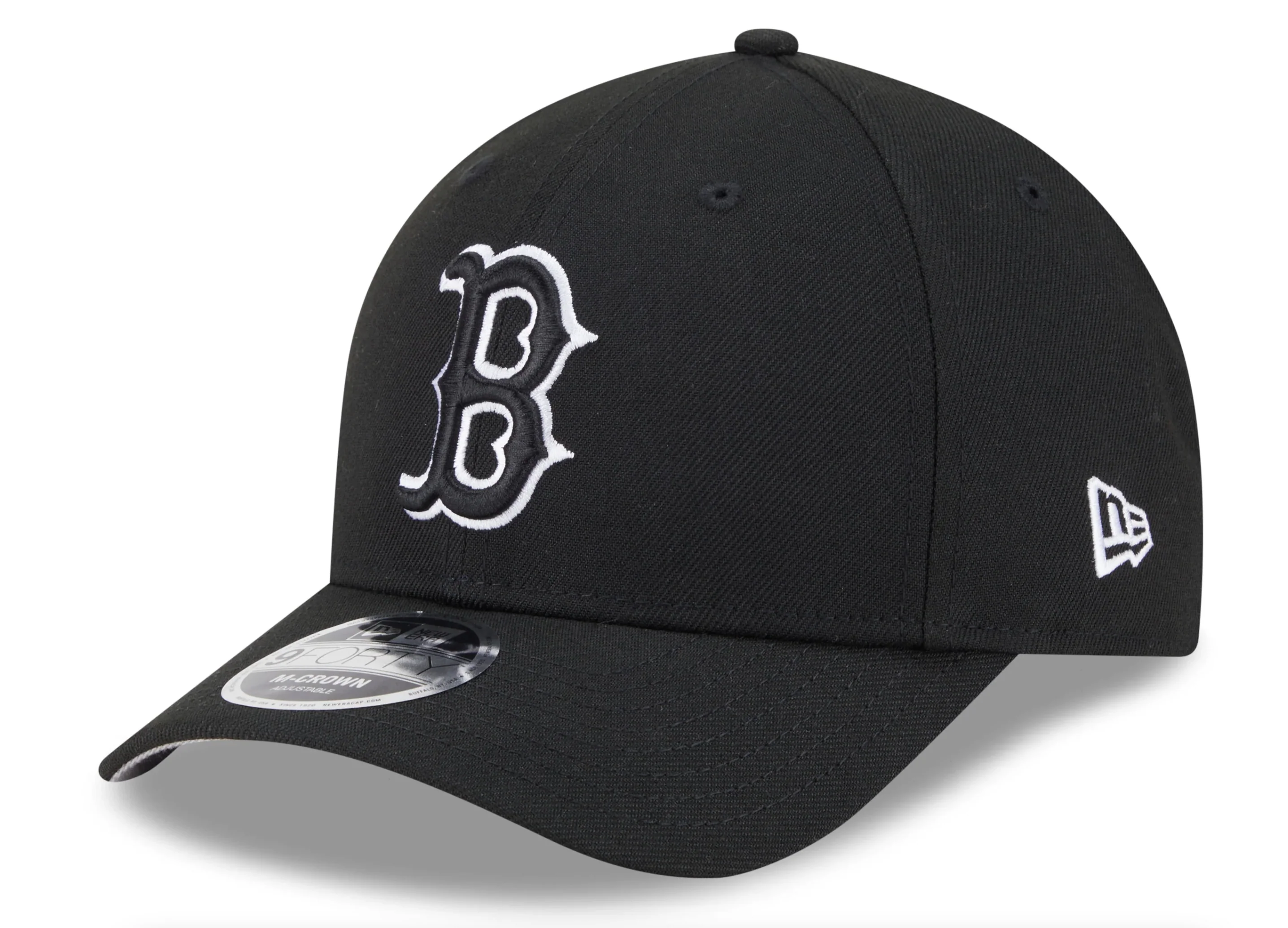 Boston Red Sox Black and White New Era M-Crown 9FORTY Adjustable Hat