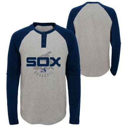 Youth Chicago White Sox MLB American Athletic Raglan Long Sleeve Henley Tee