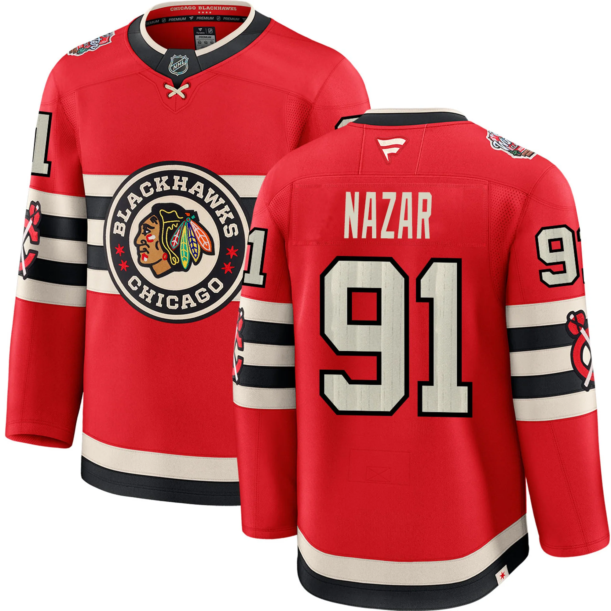 Men's Chicago Blackhawks Frank Nazar Fanatics Red 2025 NHL Winter Classic Premium Player Jersey