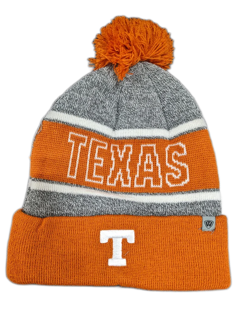 Texas Longhorns NCAA Top of the World Burnt Orange Cuffed Pom Knit Hat