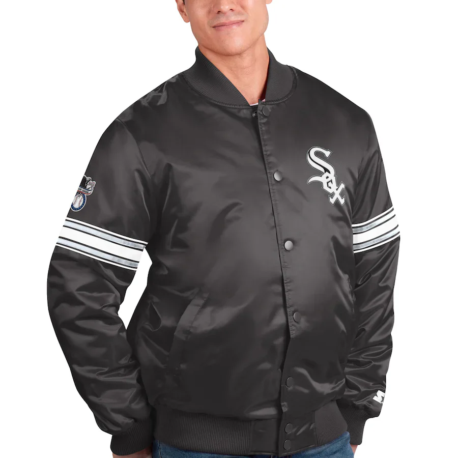 Men's Chicago White Sox Pick & Roll Starter Satin Jacket-Black