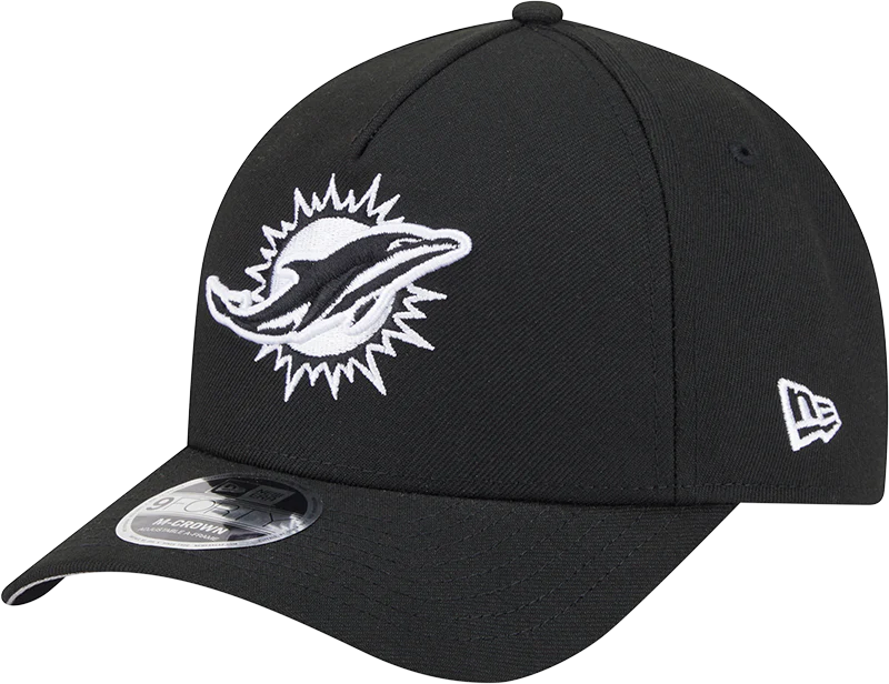 Miami Dolphins New Era Black & White Primary 9FORTY A-Frame M-Crown Adjustable Hat