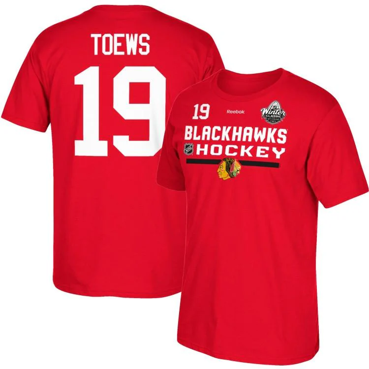 Men's Chicago Blackhawks 2017 NHL Winter Classic Chicago Blackhawks Jonathan Toews #19 Locker Room Red Player T-Shirt