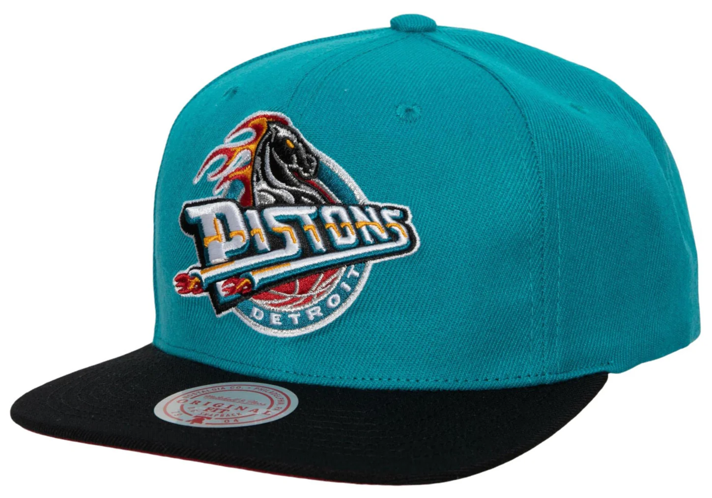 Men's Detroit Pistons Mitchell & Ness 2 Tone Teal/Black Core Basic Snapback Hat