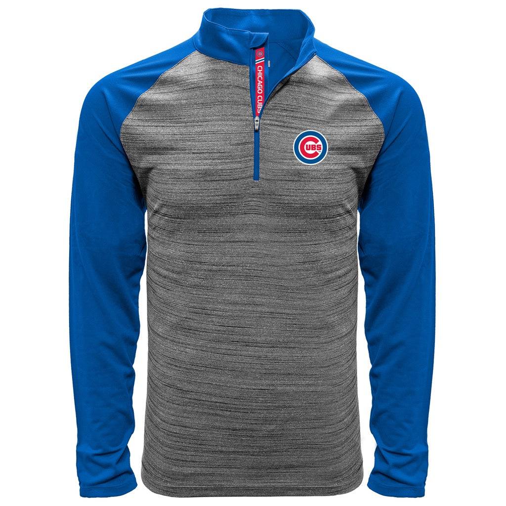 Men's Chicago Cubs Vandal 1/4 Zip Heather Grey/Royal Level Wear Track Jacket