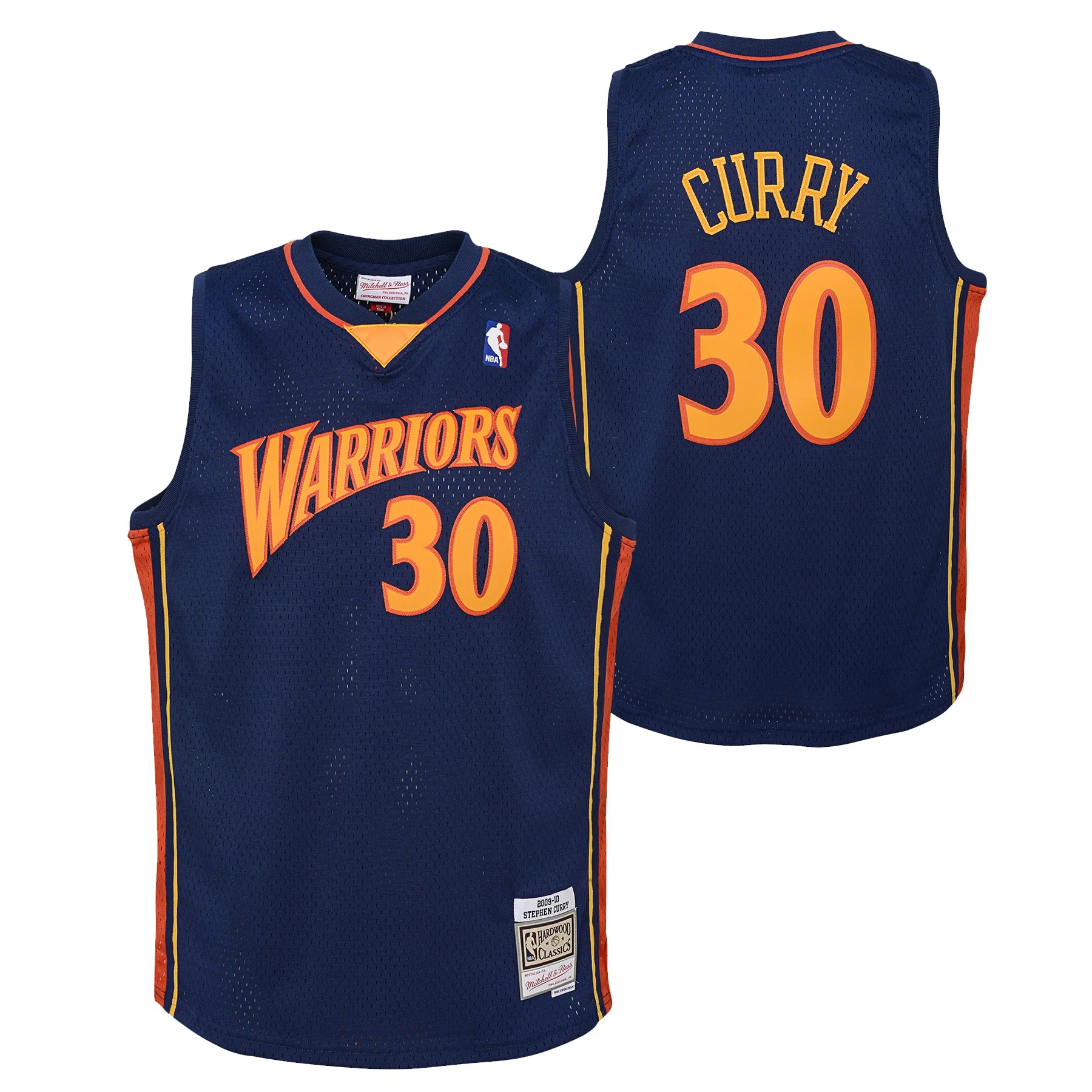 Youth Stephen Curry Golden State Warriors Mitchell & Ness Navy Blue 2009-10 Hardwood Classics Swingman Jersey