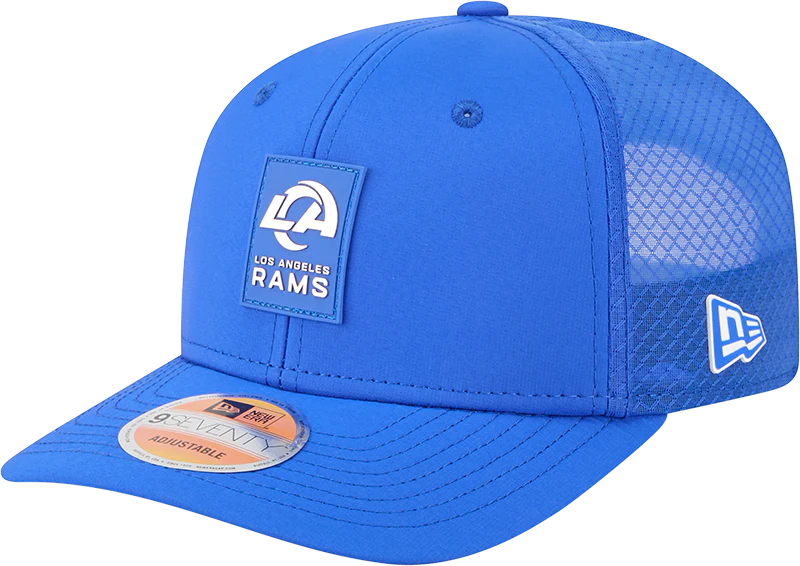 Men's Los Angeles Rams New Era Royal 2025 Sideline 9SEVENTY Trucker Adjustable Hat