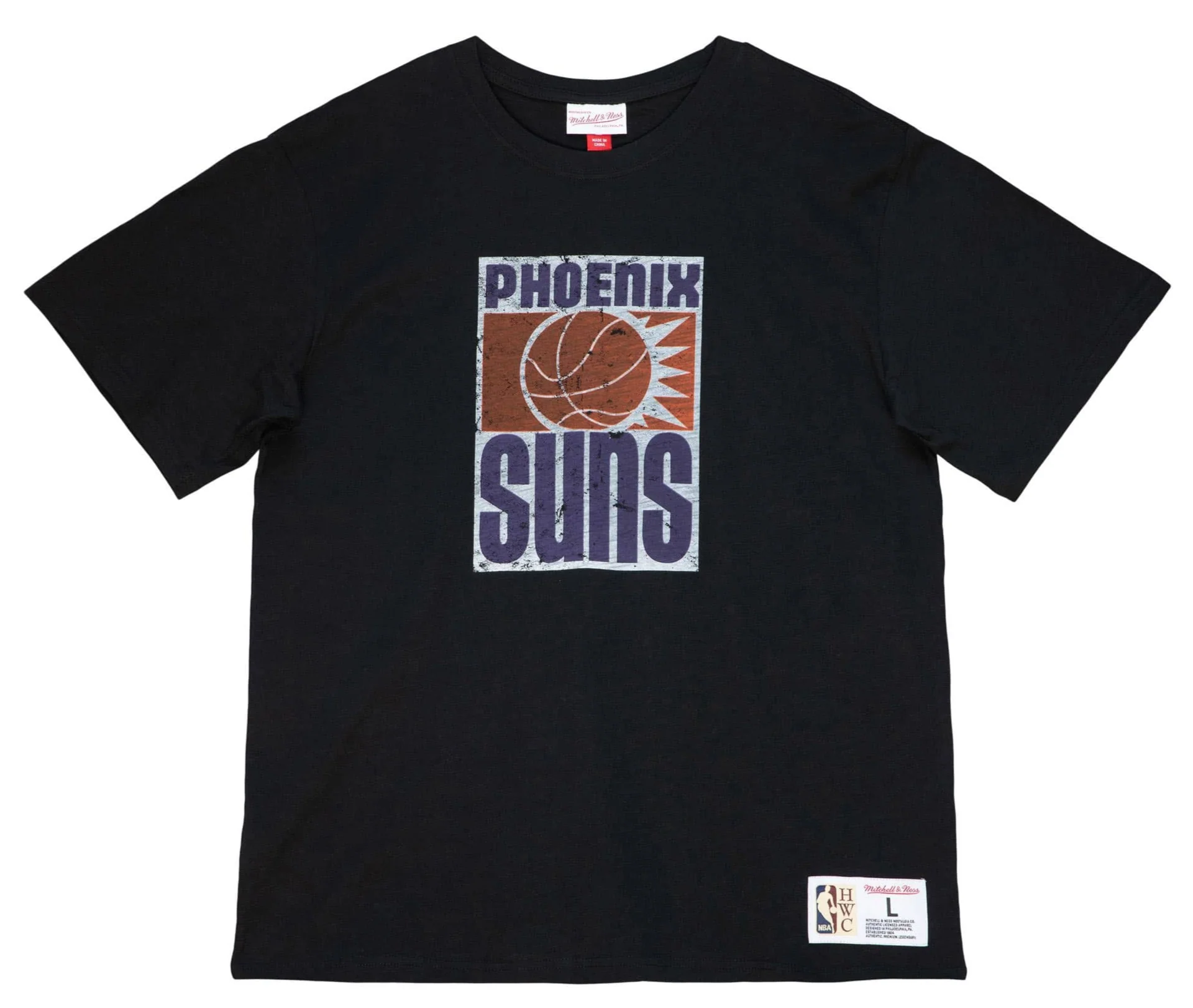 Men's Phoenix Suns NBA Legendary Slub Black Tee By Mitchell And Ness