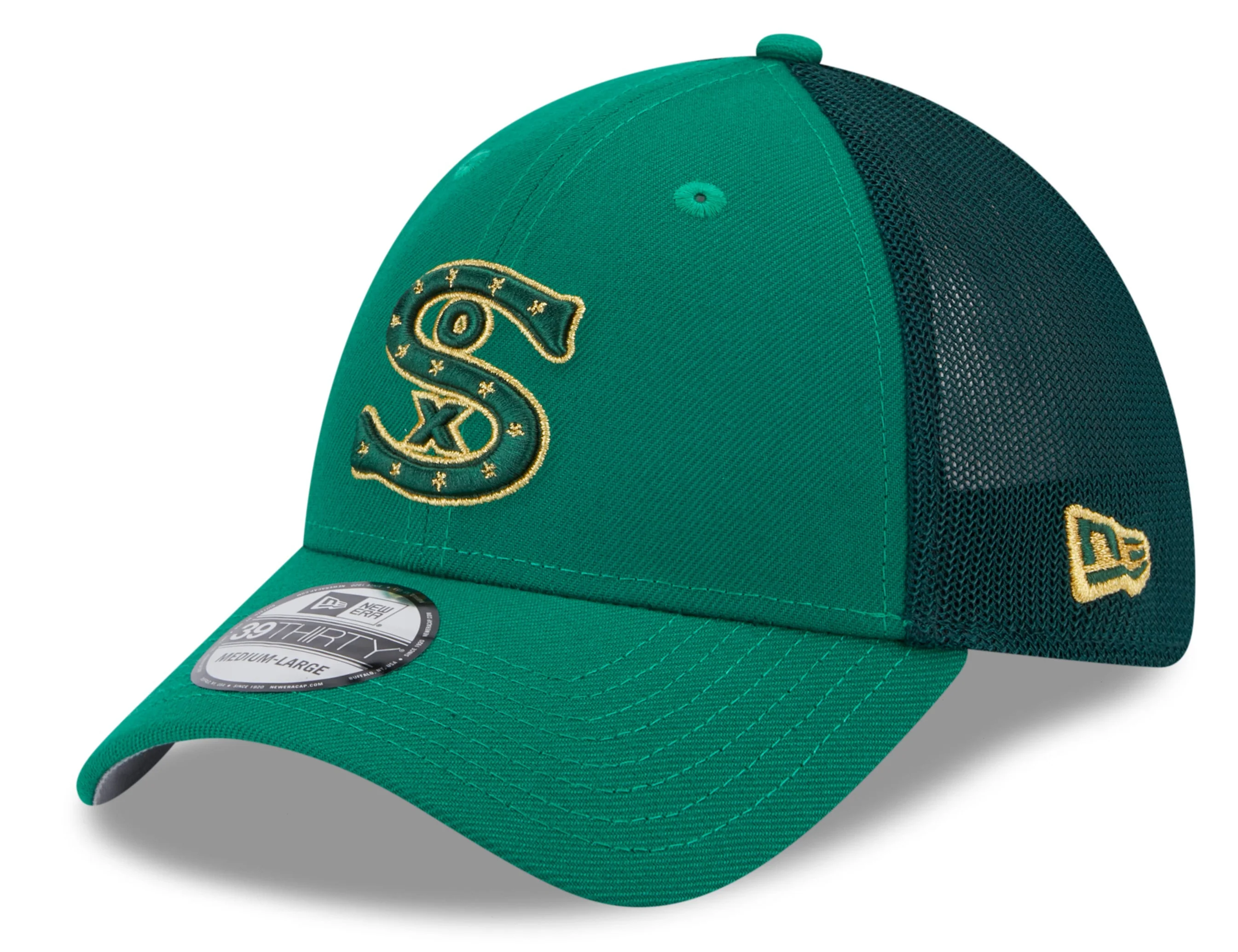 Chicago White Sox New Era Kelly Green St Patrick's Day Trucker 39THIRTY Flex-Fit Hat
