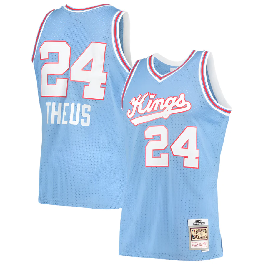 Men’s Reggie Theus Sacramento Kings 1985-86 Powder Blue Swingman Replica Jersey By Mitchell & Ness