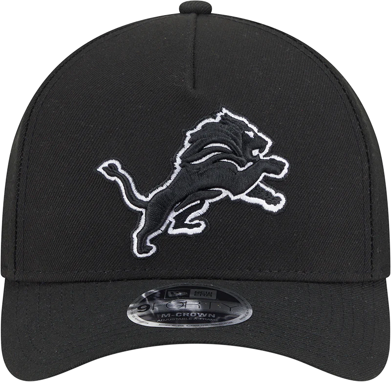 Detroit Lions New Era Black & White Primary 9FORTY A-Frame M-Crown Adjustable Hat
