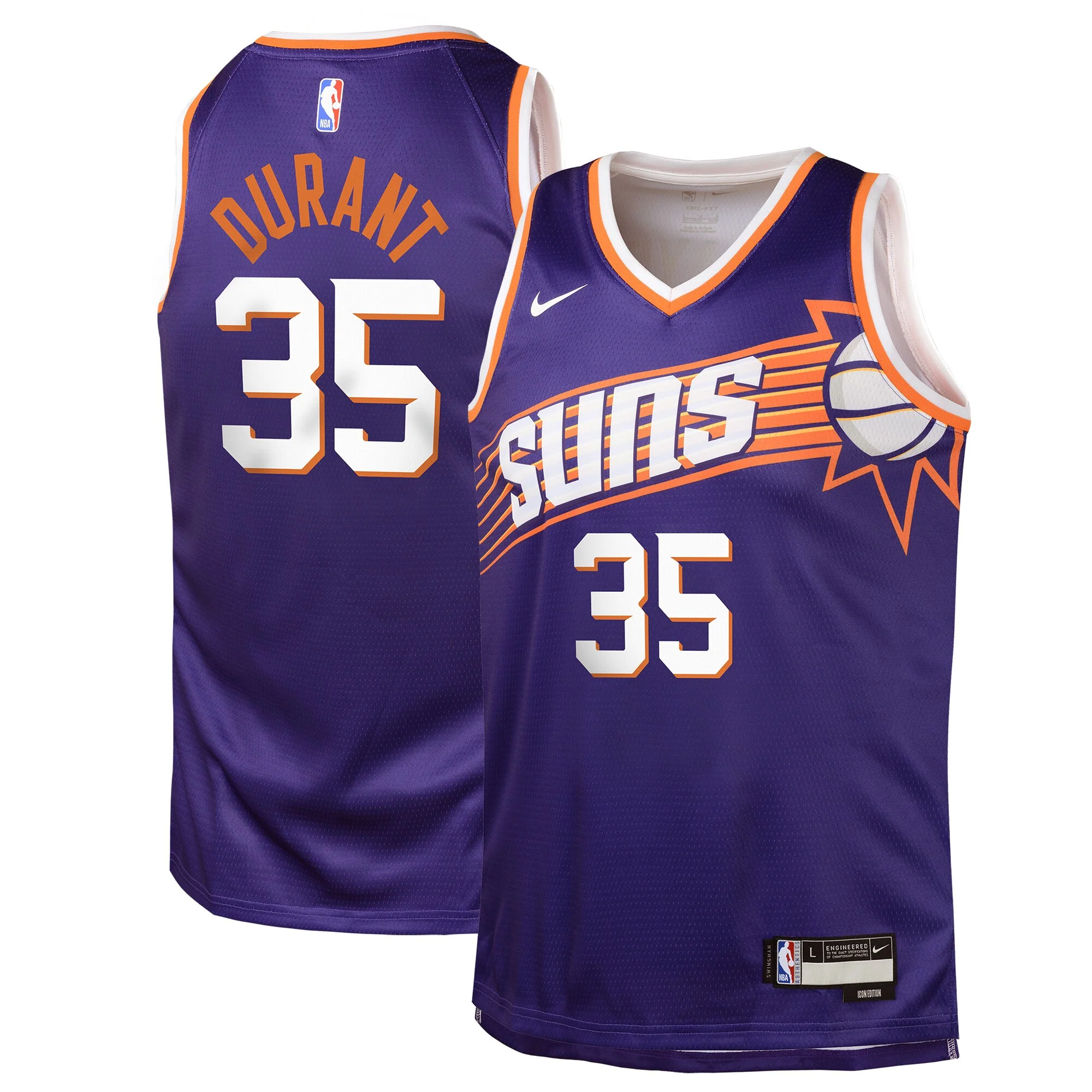 Youth Kevin Durant Phoenix Suns Nike Purple Icon Edition Swingman Jersey