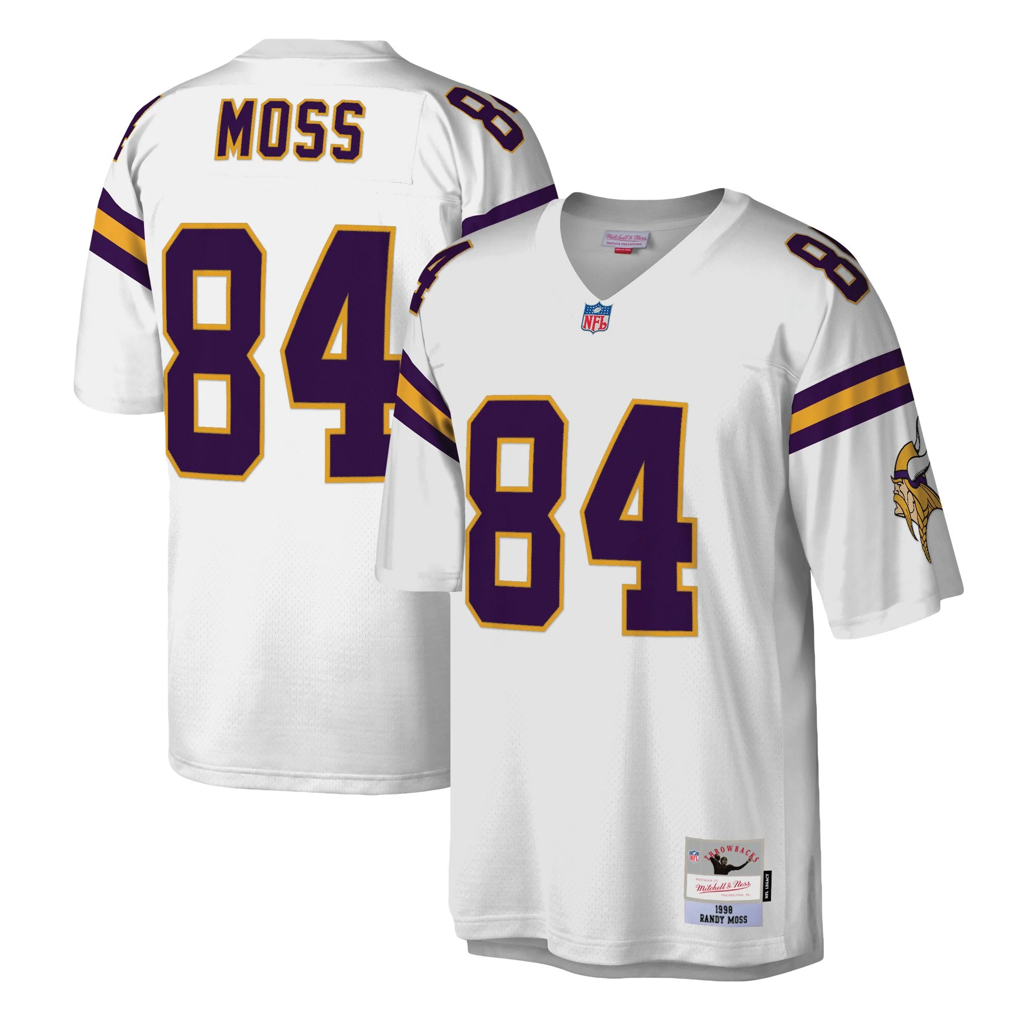 Men's Minnesota Vikings Randy Moss Mitchell & Ness White 1998 Legacy Replica Jersey