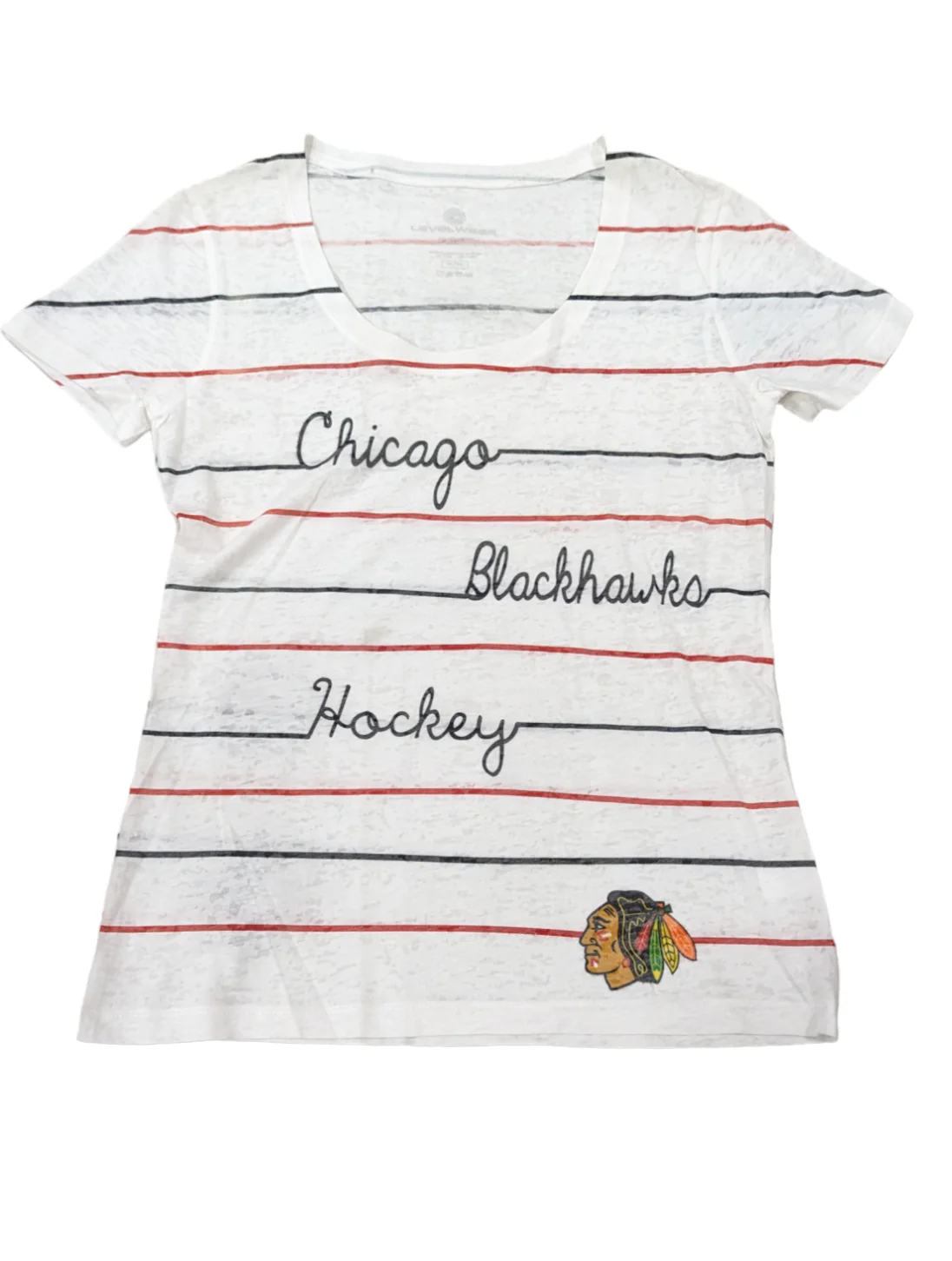 Women's Chicago Blackhawks LevelWear White Ella Scoop T-Shirt