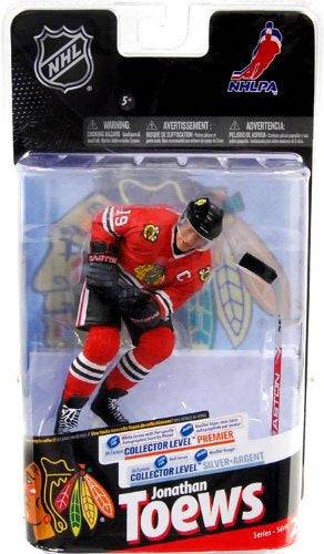 McFarlane NHL Series 24 Jonathan Toews Chicago Blackhawks Collector Level Silver Chase Figure Red Jersey