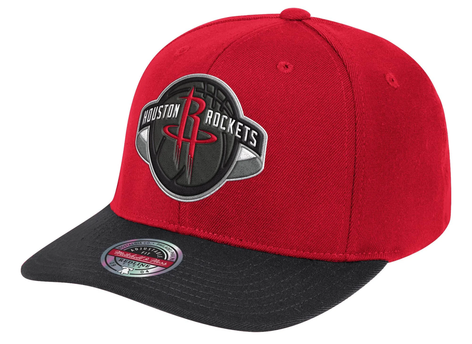 Mens NBA Houston Rockets Red/Black Wool 2 Tone Snapback Hat By Mitchell And Ness