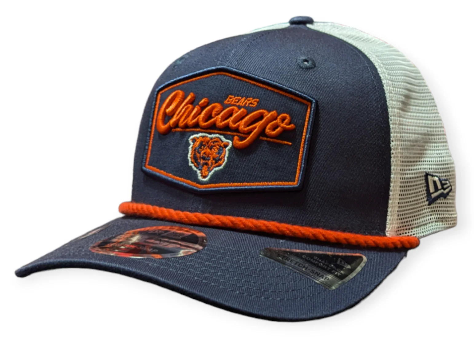 Chicago Bears New Era Navy/White Trucker Patch Primary 9SEVENTY Trucker Hat