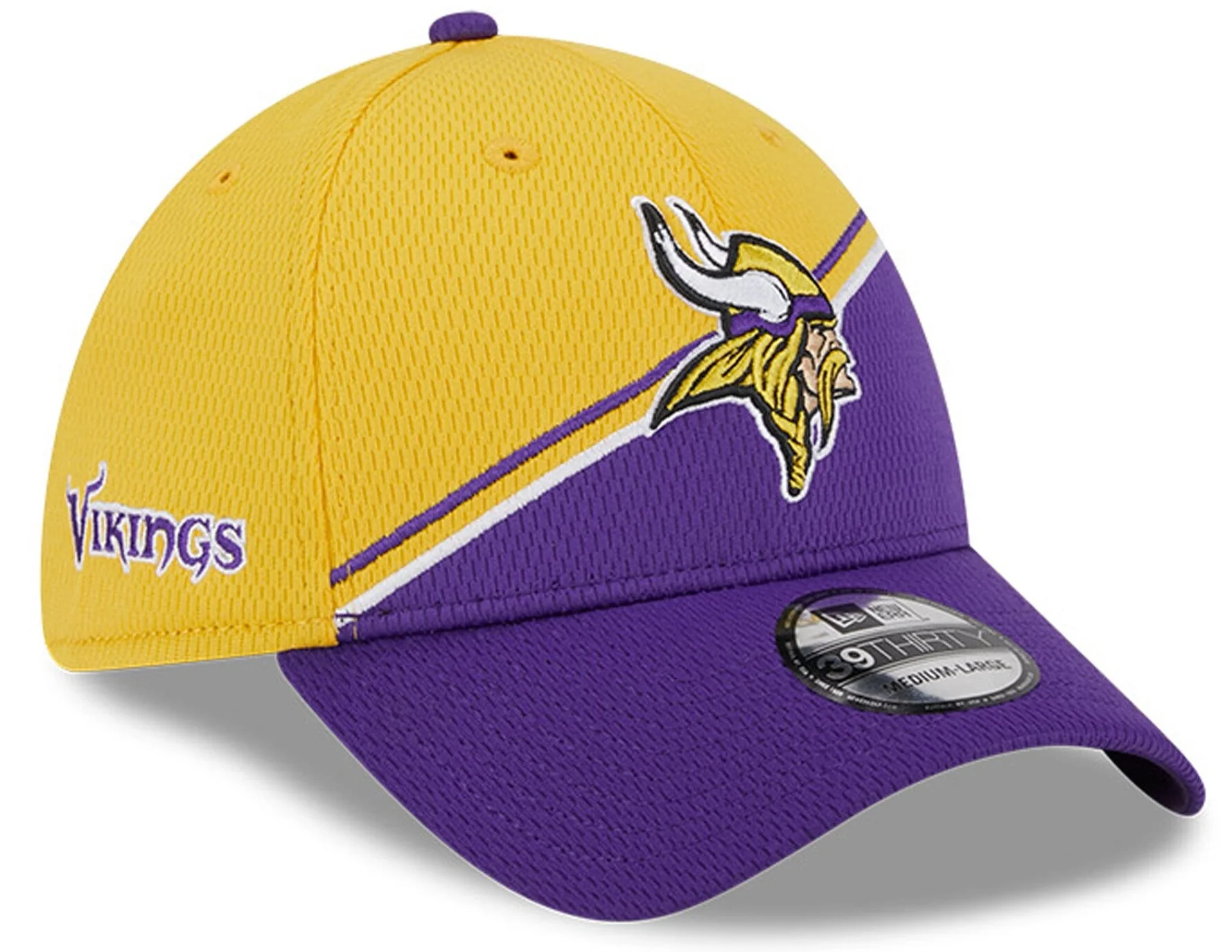 Men's Minnesota Vikings Primary Logo New Era Yellow/Purple 2023 Sideline 39THIRTY Flex Hat