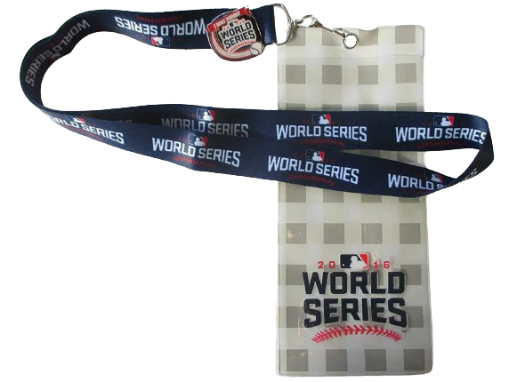 Chicago Cubs 2016 World Series Ticket lanyard with I was there pin