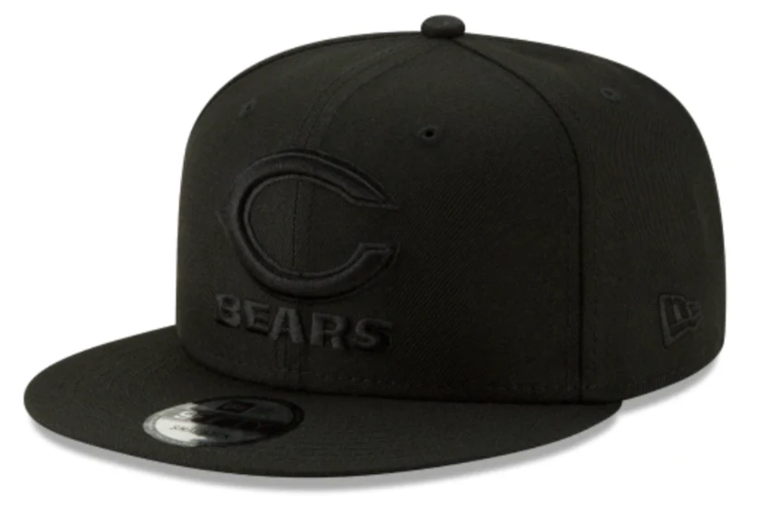 Chicago Bears New Era Black On Black Primary Logo Basic 9FIFTY Adjustable Hat - Black