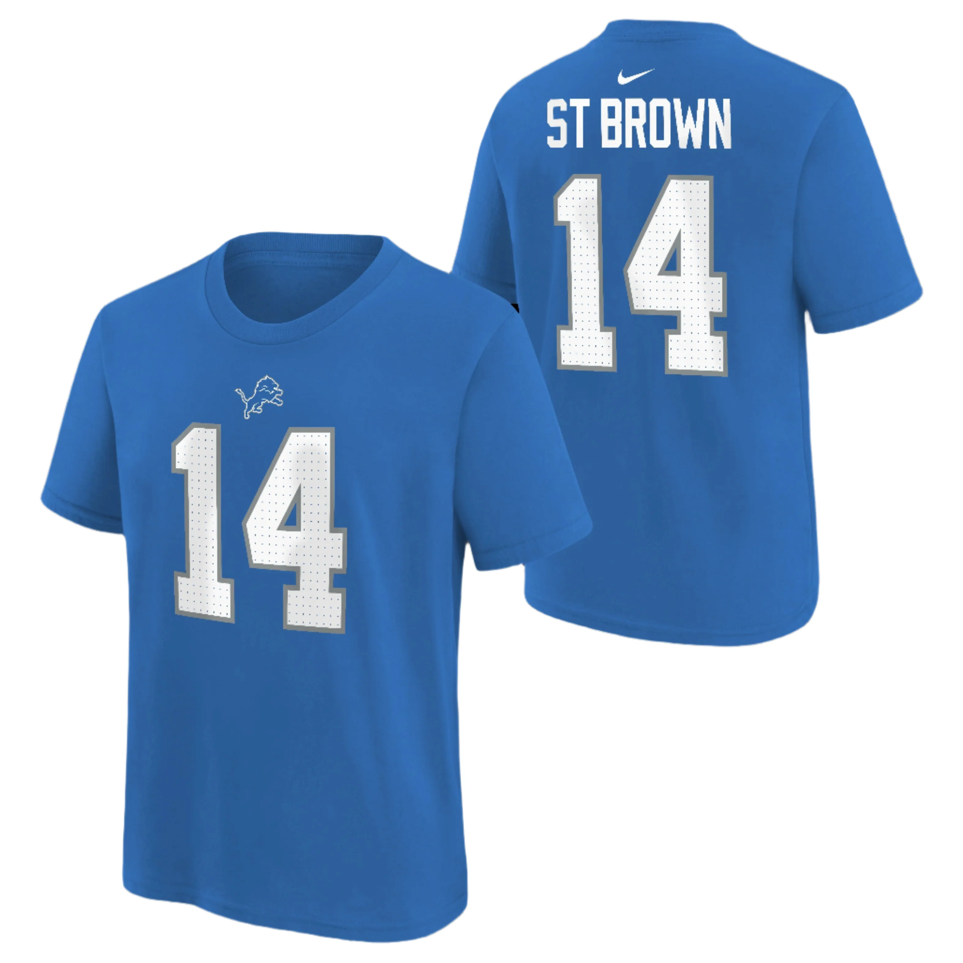 Youth Amon St. Brown Detroit Lions Nike Blue FUSE Name & Number T-Shirt