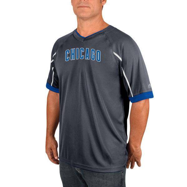 Men's Chicago Cubs Gray Intense V-Neck T-Shirt