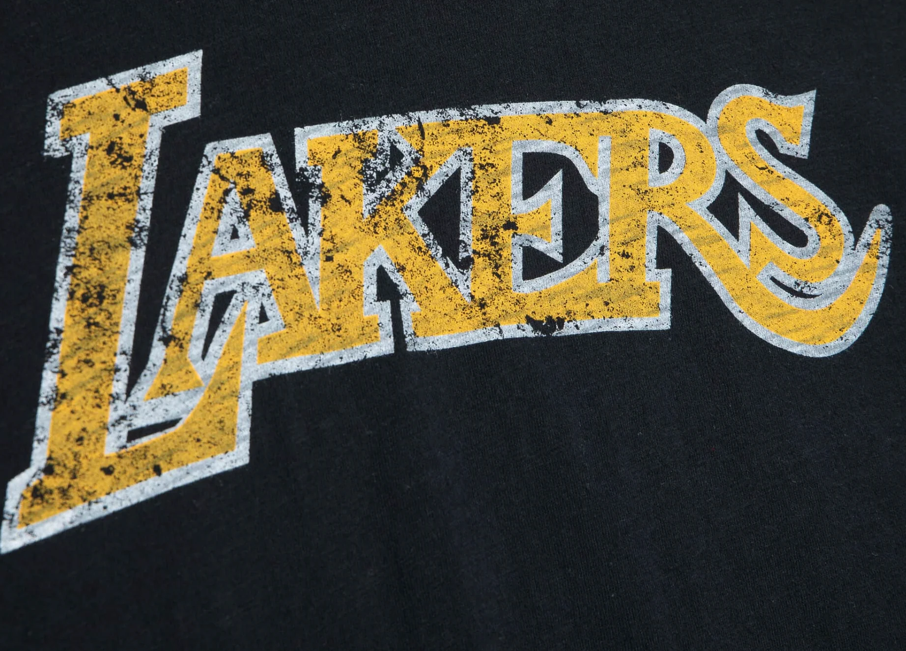 Men's Los Angeles Lakers NBA Legendary Slub Black Tee By Mitchell And Ness