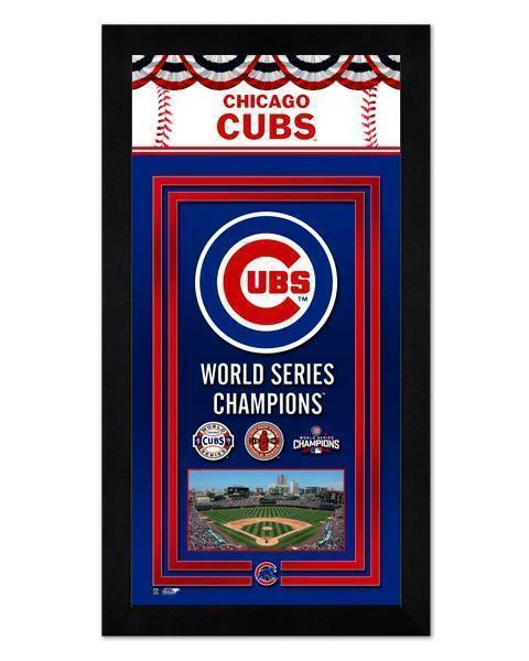 Chicago Cubs 3 Time World Series Champions Miniframe- 13”x 6.75