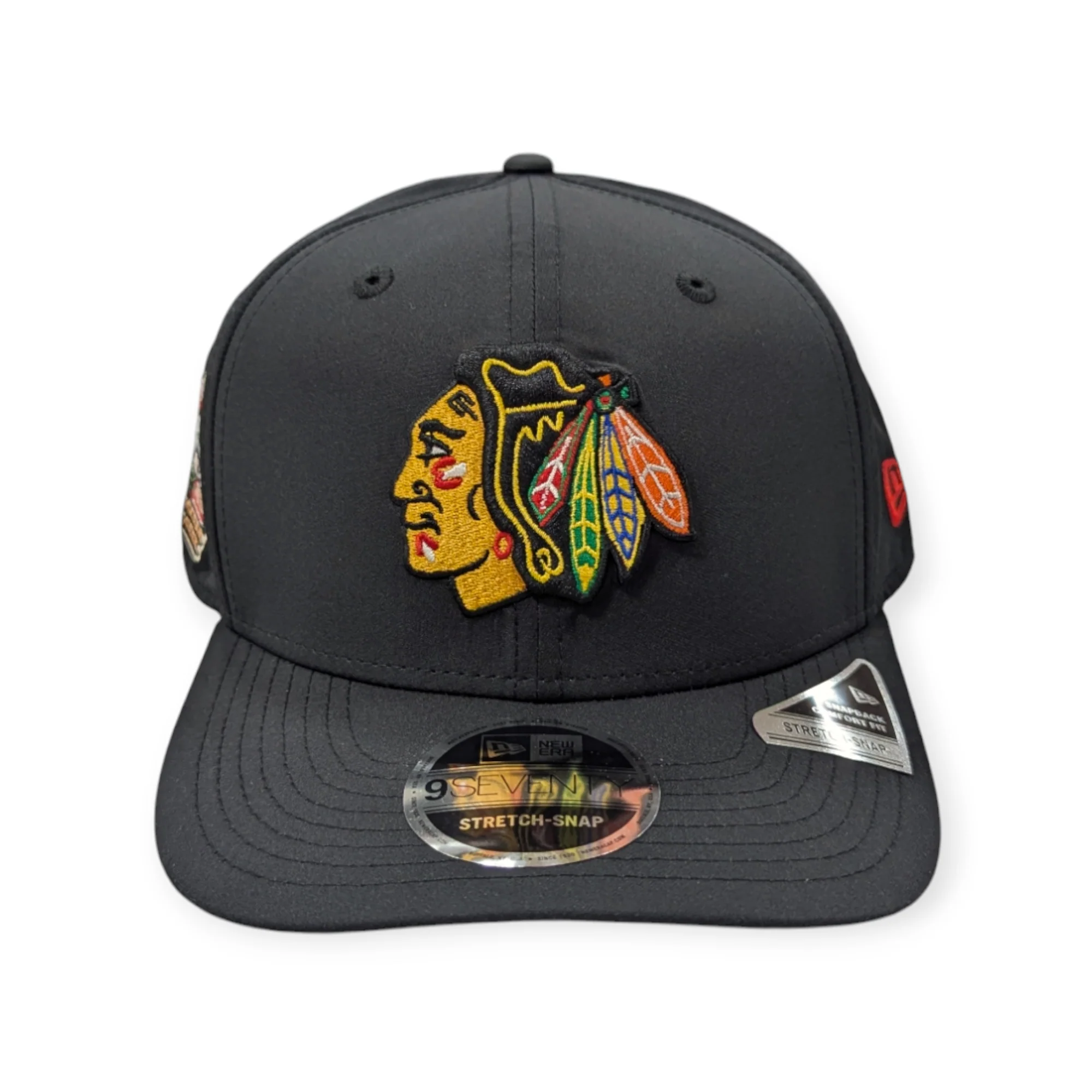 Men's Chicago Blackhawks New Era Black 2025 Winter Classic Performance 9SEVENTY Trucker Hat