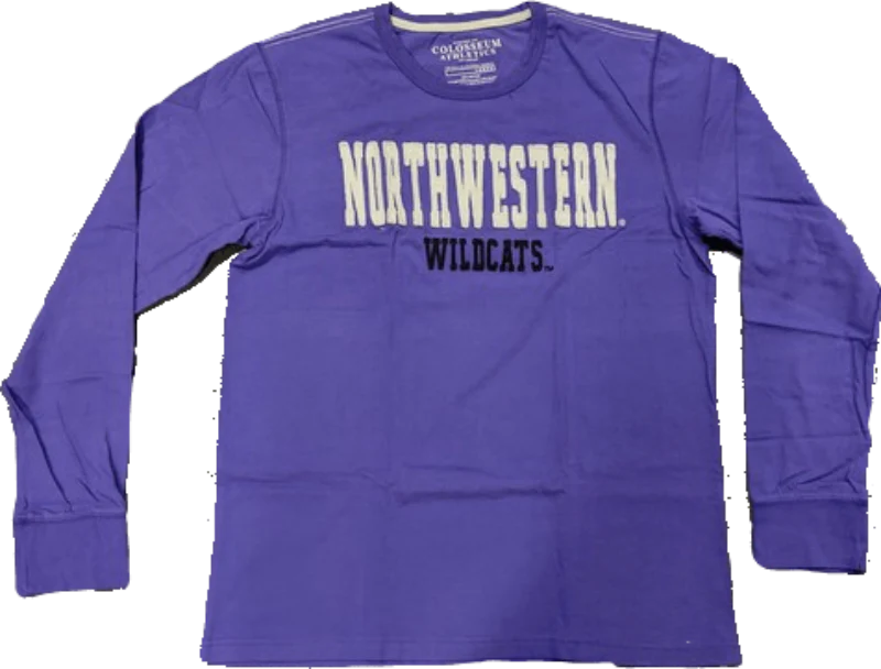 Men's NCAA Northwestern Wildcats Heavyweight Arch Script Long Sleeve Tee By Colosseum