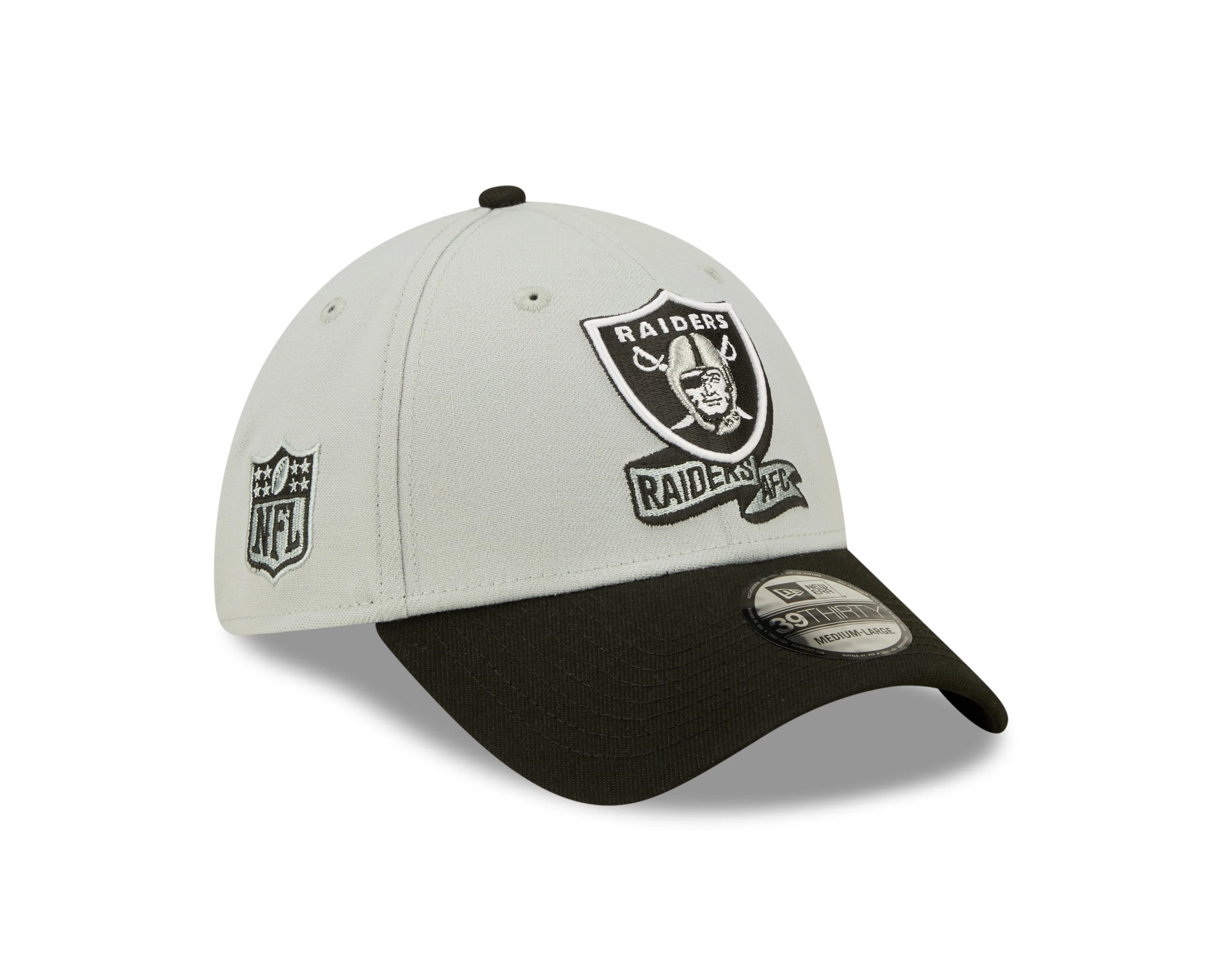 Men's Las Vegas Raiders New Era Gray/Black 2022 Sideline 39THIRTY Flex Hat
