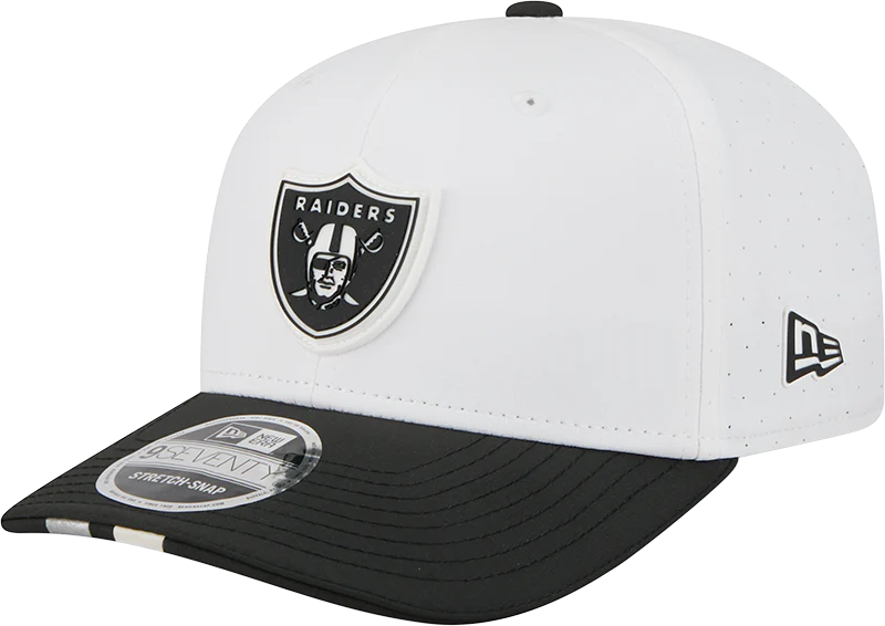 Men's Las Vegas Raiders New Era White/Black 2025 NFL Training Camp 9SEVENTY Adjustable Hat