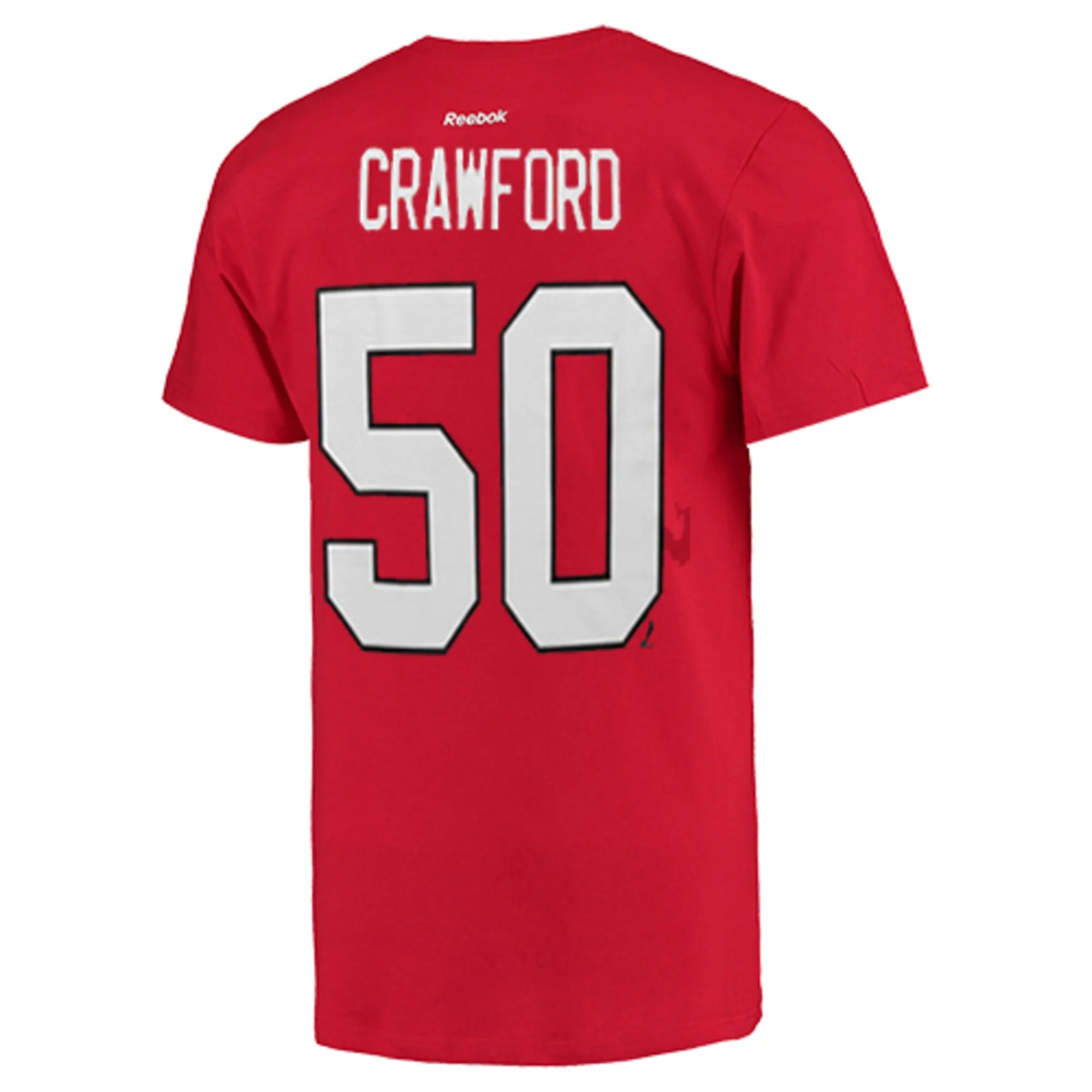 Men's Chicago Blackhawks Corey Crawford RBK Red Name & Number T-Shirt