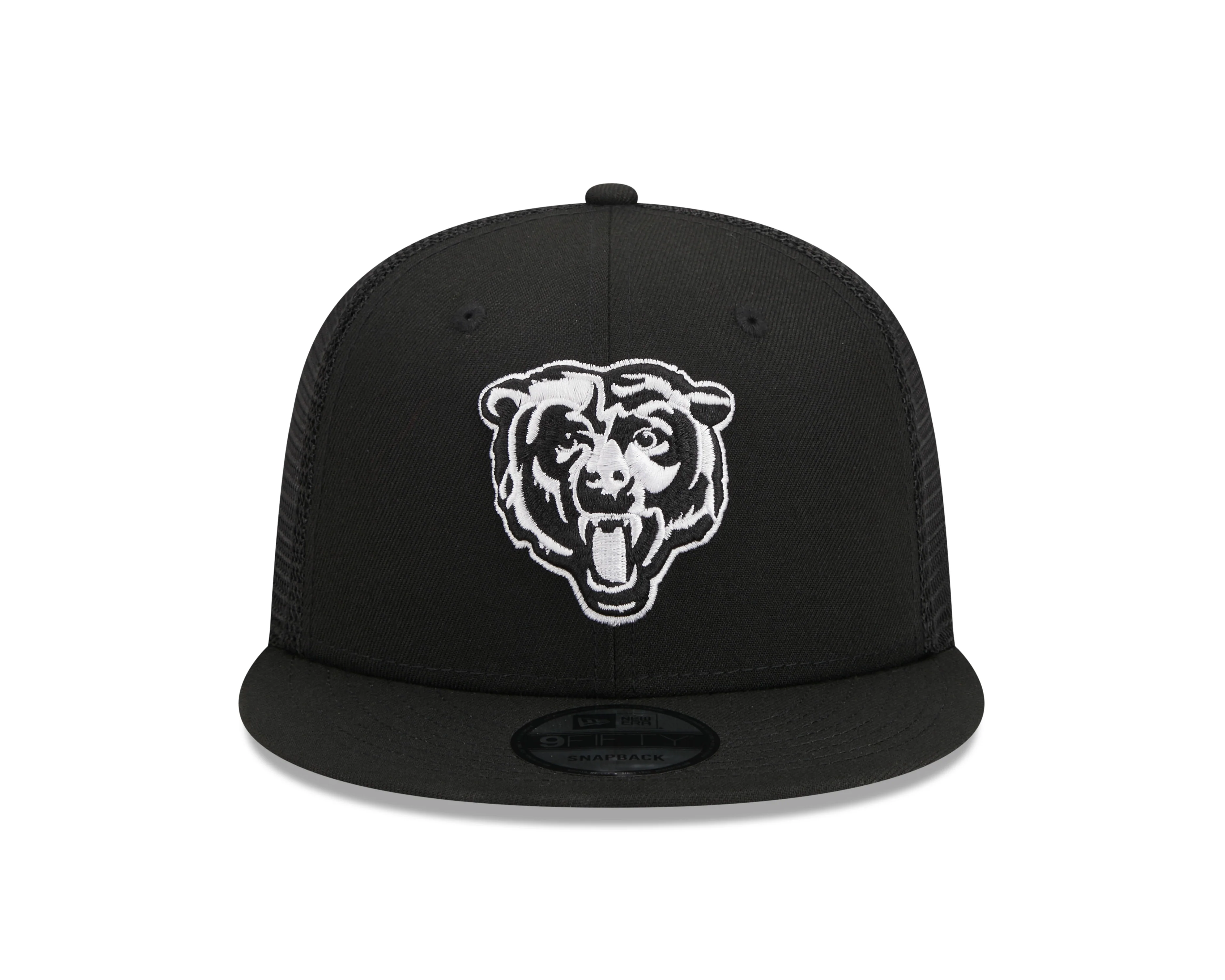 Chicago Bears New Era Primary Black and White Trucker 9FIFTY Snapback Hat
