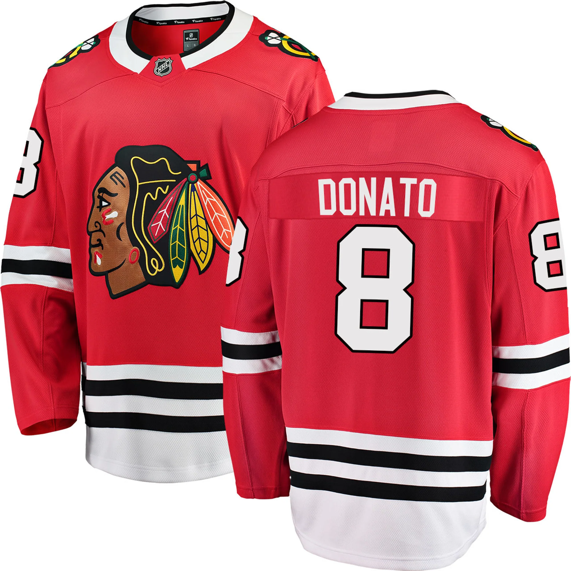 Men's Ryan Donato Chicago Blackhawks Red Home Fanatics Breakaway Premium Replica Jersey