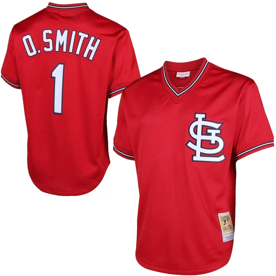 Men's Mitchell & Ness Ozzie Smith 1996 St. Louis Cardinals Batting Practice Cooperstown Jersey