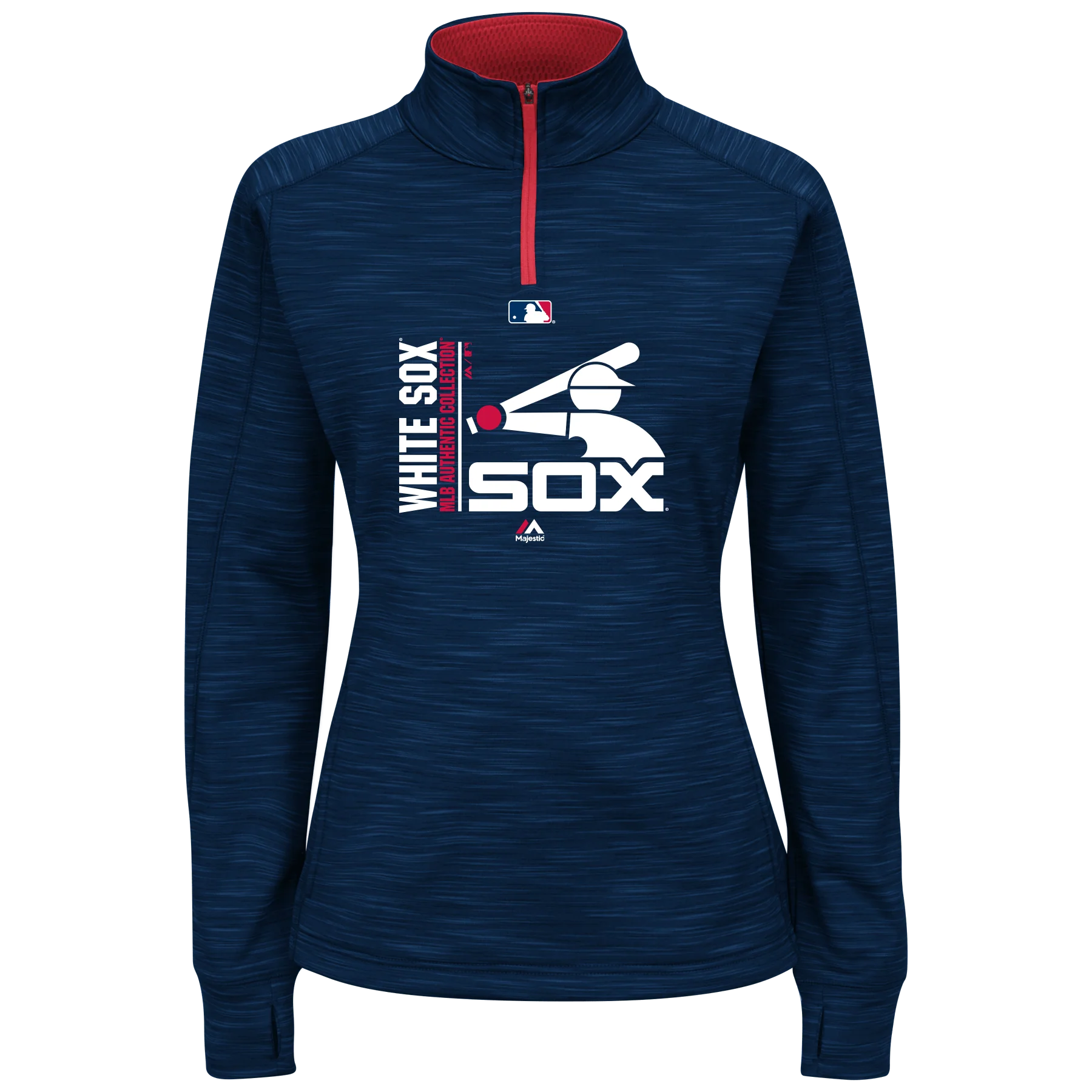 Women's Chicago White Sox Majestic MLB Navy On-Field Icon 1/4 Zip Sweatshirt