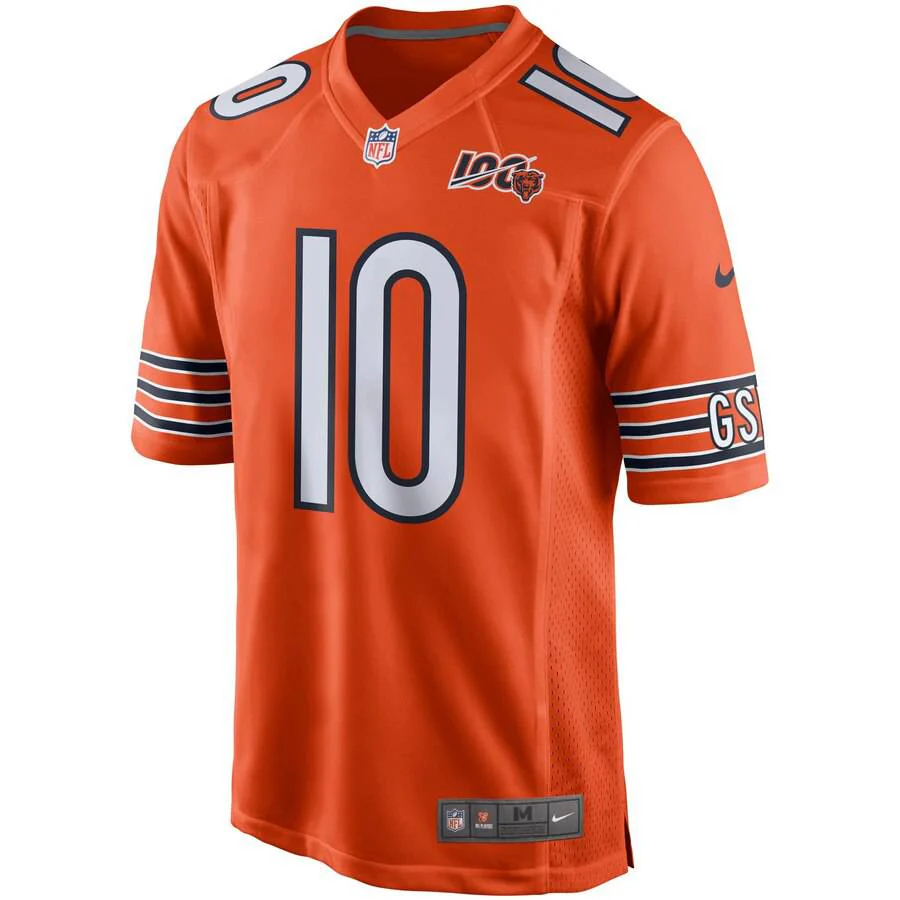 Men's Chicago Bears Mitchell Trubisky Nike Orange 100th Season Game Jersey