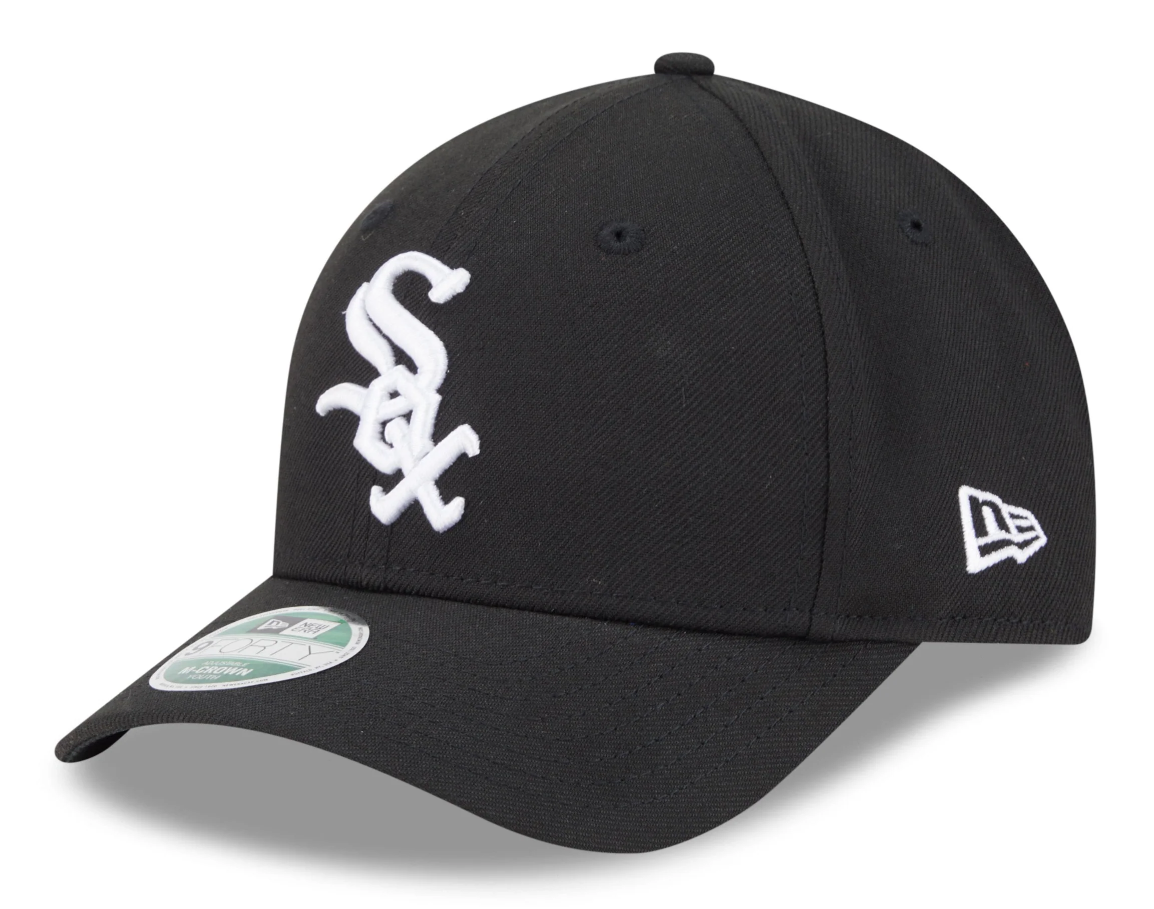 Youth White Sox Black New Era Player Replica M-Crown 9FORTY Adjustable Hat